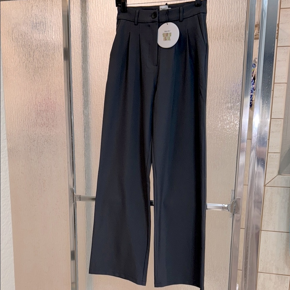 Dark Grey Wide-Leg Trousers